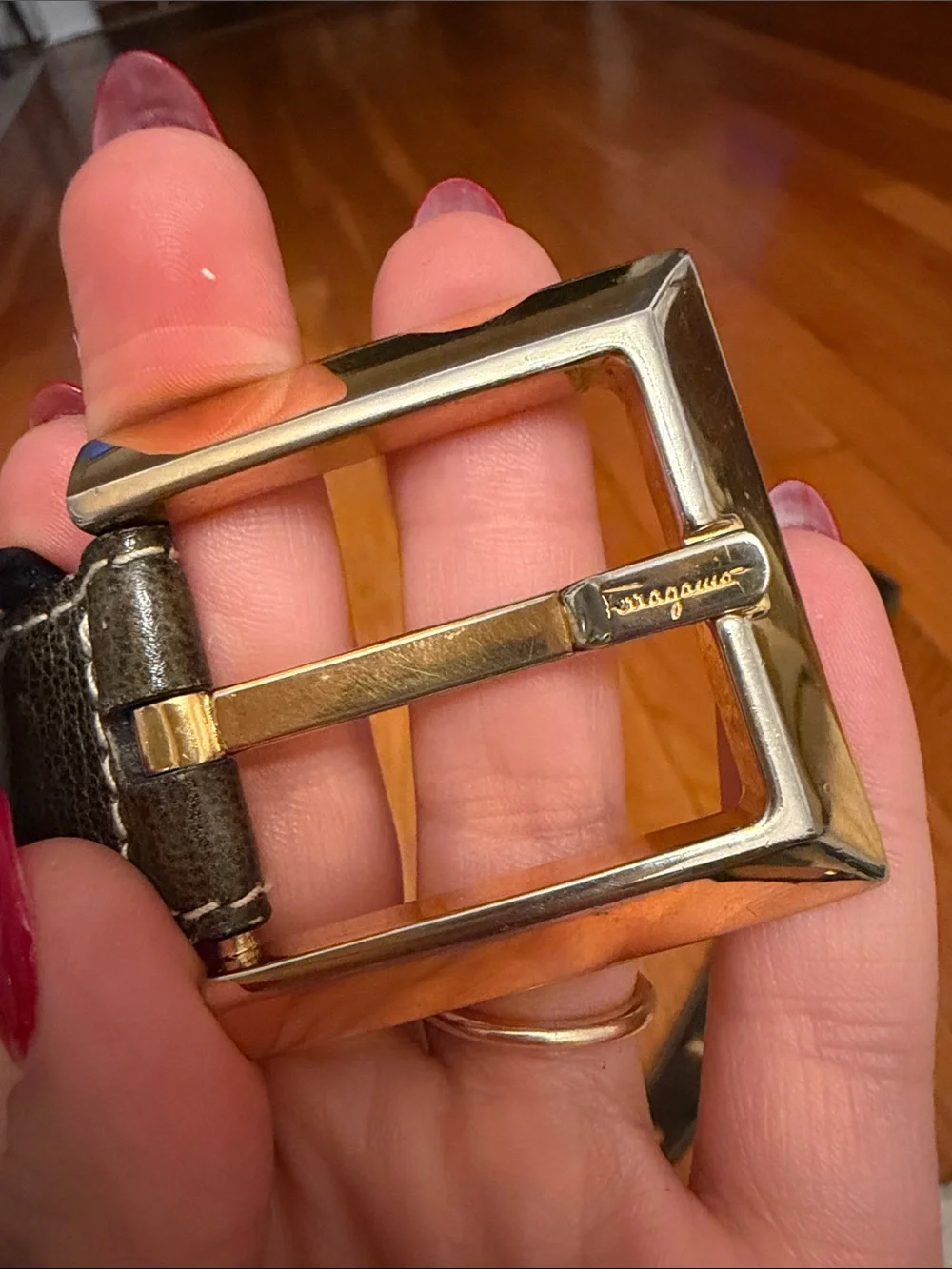 Vintage Ferragamo Green Belt with Studs
